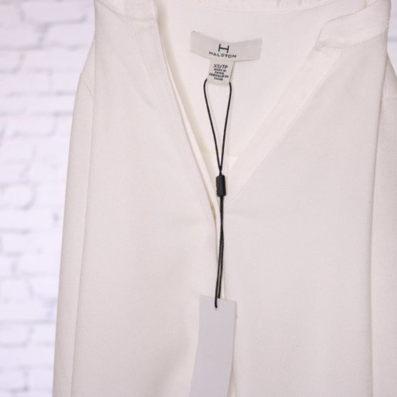 NWT Halston long sleeve high low white blouse r3 - Picture 7 of 9
